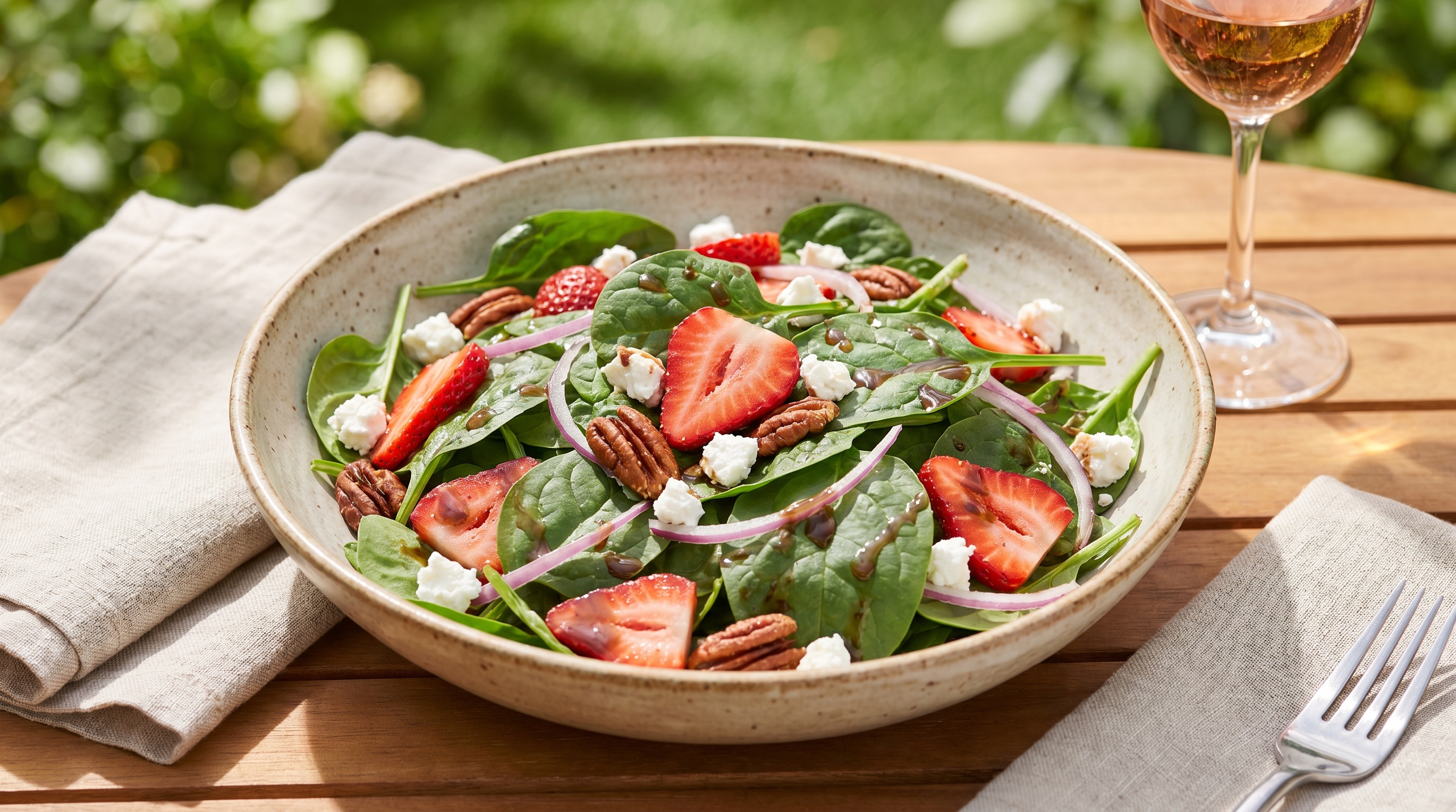Insalata di Fragole e Noci pecan con feta
