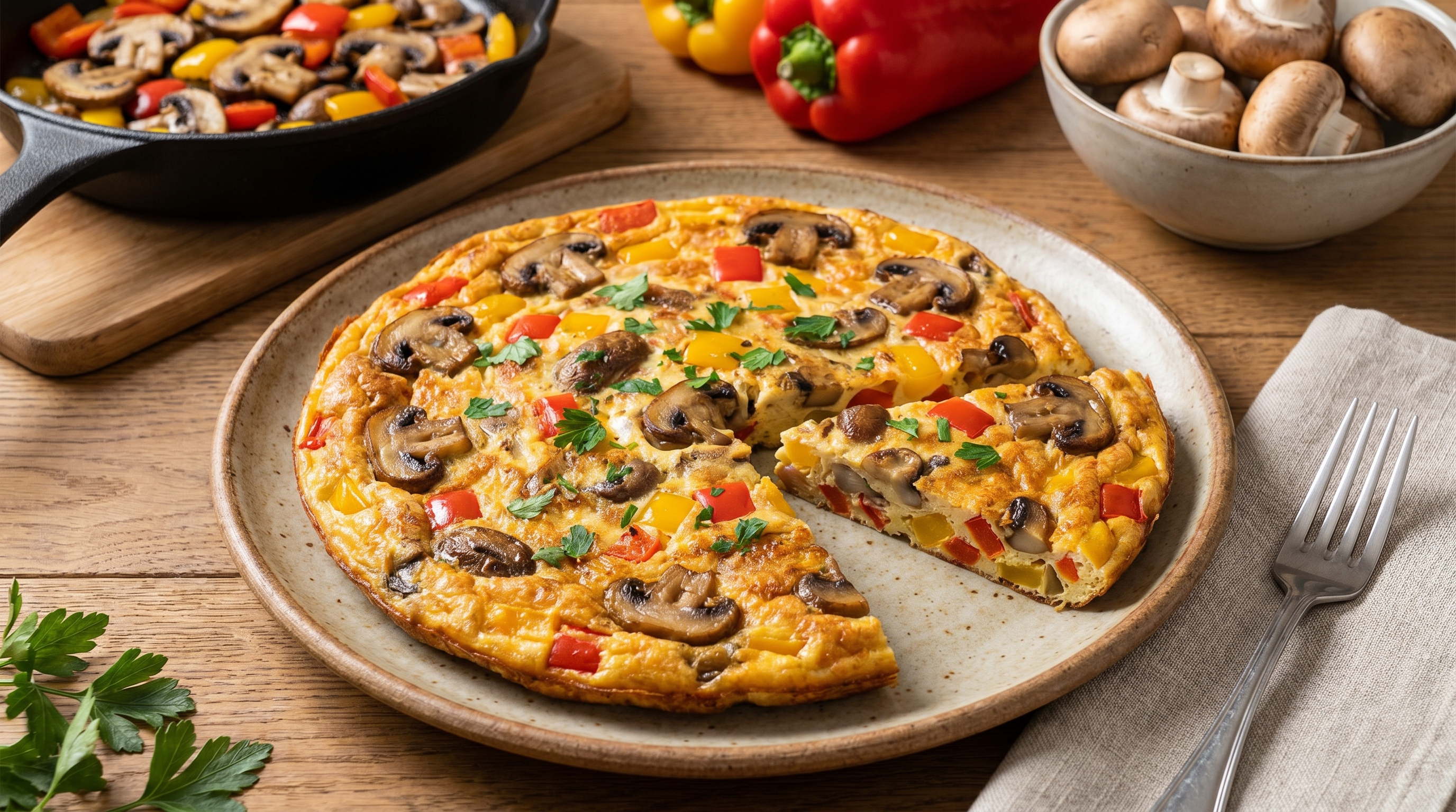 Frittata funghi e peperoni